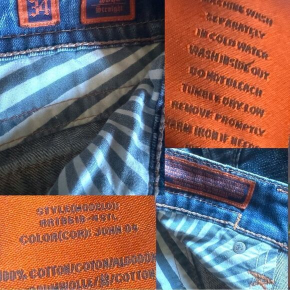 ROCK REVIVAL JEANS l Men’s Size 34 Straight l Dark wash l 5-pocket design l EUC - Picture 8 of 16